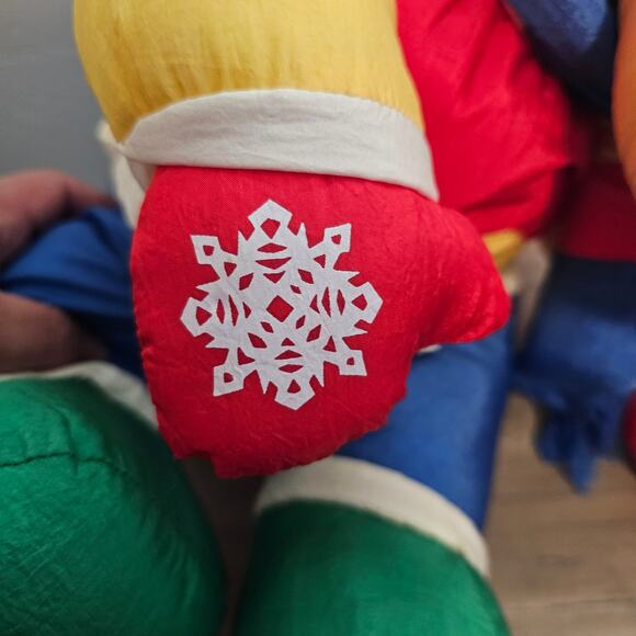 Vintage Reindeer Plush 90s Nylon Puffy 18" Holiday Christmas Toy Country Bells - Picture 9 of 13